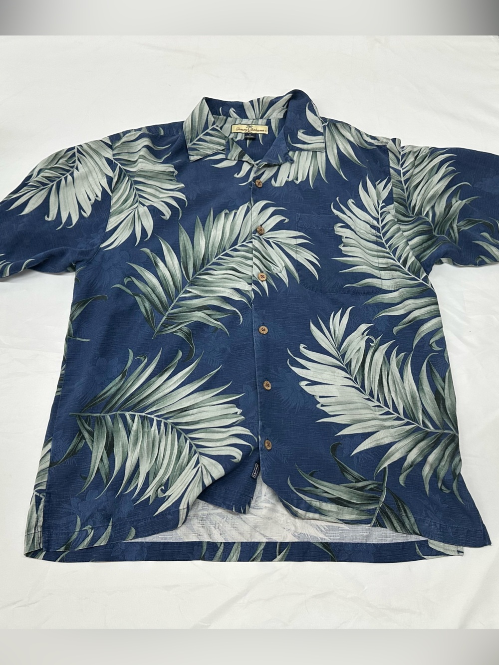 Tommy Bahama Blue and Light Green Tropical Silk Shirt